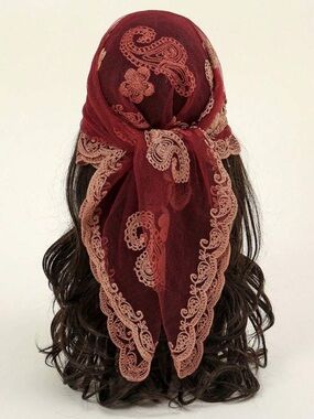 Sheer Embroidered Scarf in Dusty Rose